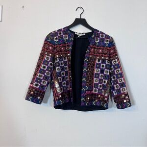 Zara Multicolor Embellished Blazer